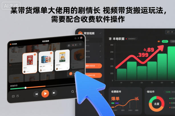 某带货爆单大佬用的剧情长视频带货搬运玩法，需要配合收费软件操作-亿佰盟网